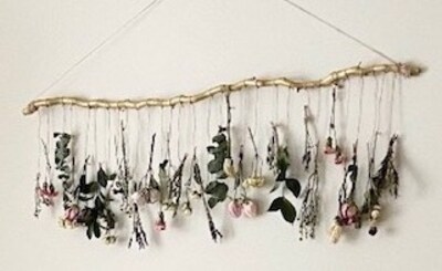 Rustic Dried Flowers Hanging Wall Decor, Housewarming, Nature Wedding Gift - image6